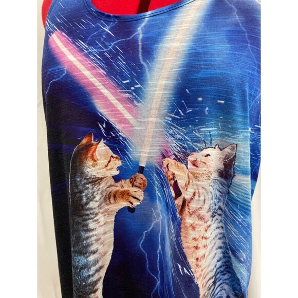 CAT Wars stars planet light saber battle tank pun cute funny Rebel Large top - Picture 4 of 6